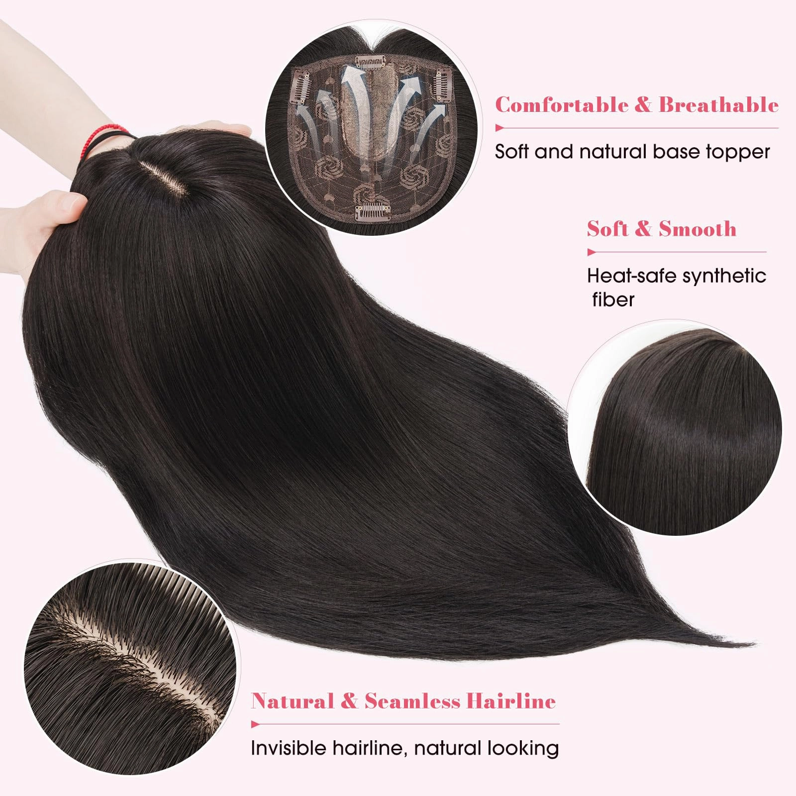 Realistic Synthetic Hair Topper Clip in -14 inches