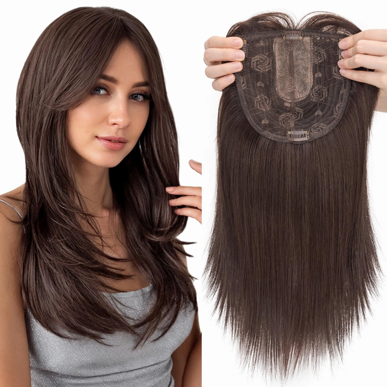 Realistic Synthetic Hair Topper Clip in -14 inches
