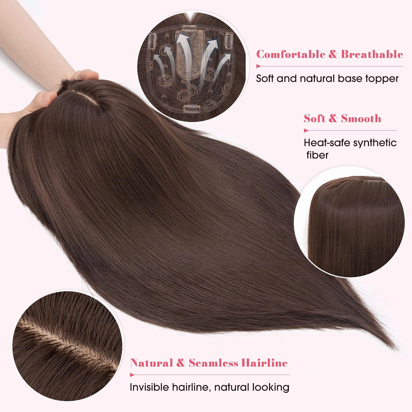 Realistic Synthetic Hair Topper Clip in -14 inches