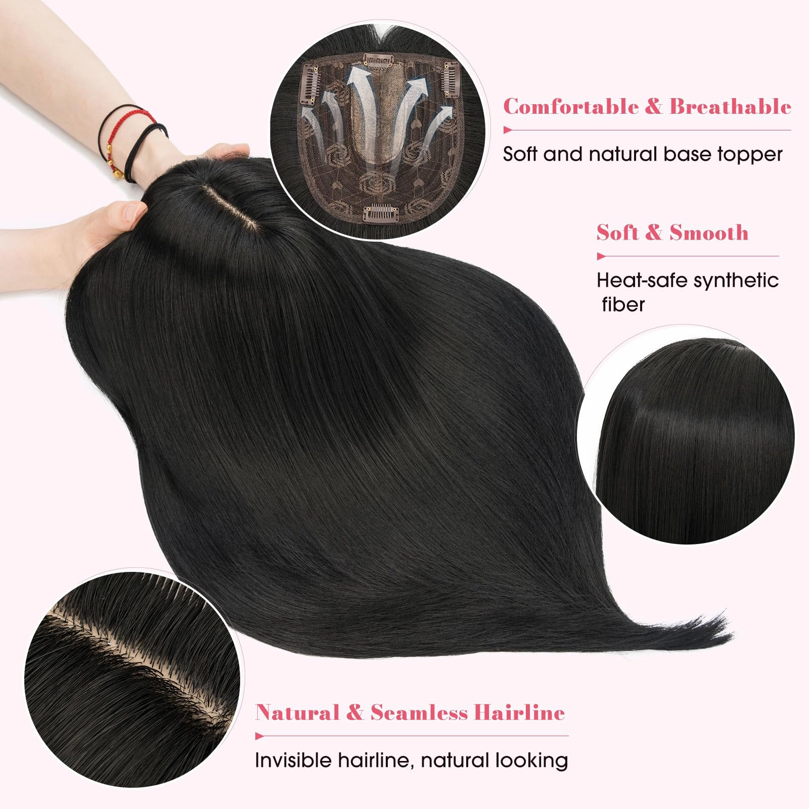 Realistic Synthetic Hair Topper Clip in -14 inches