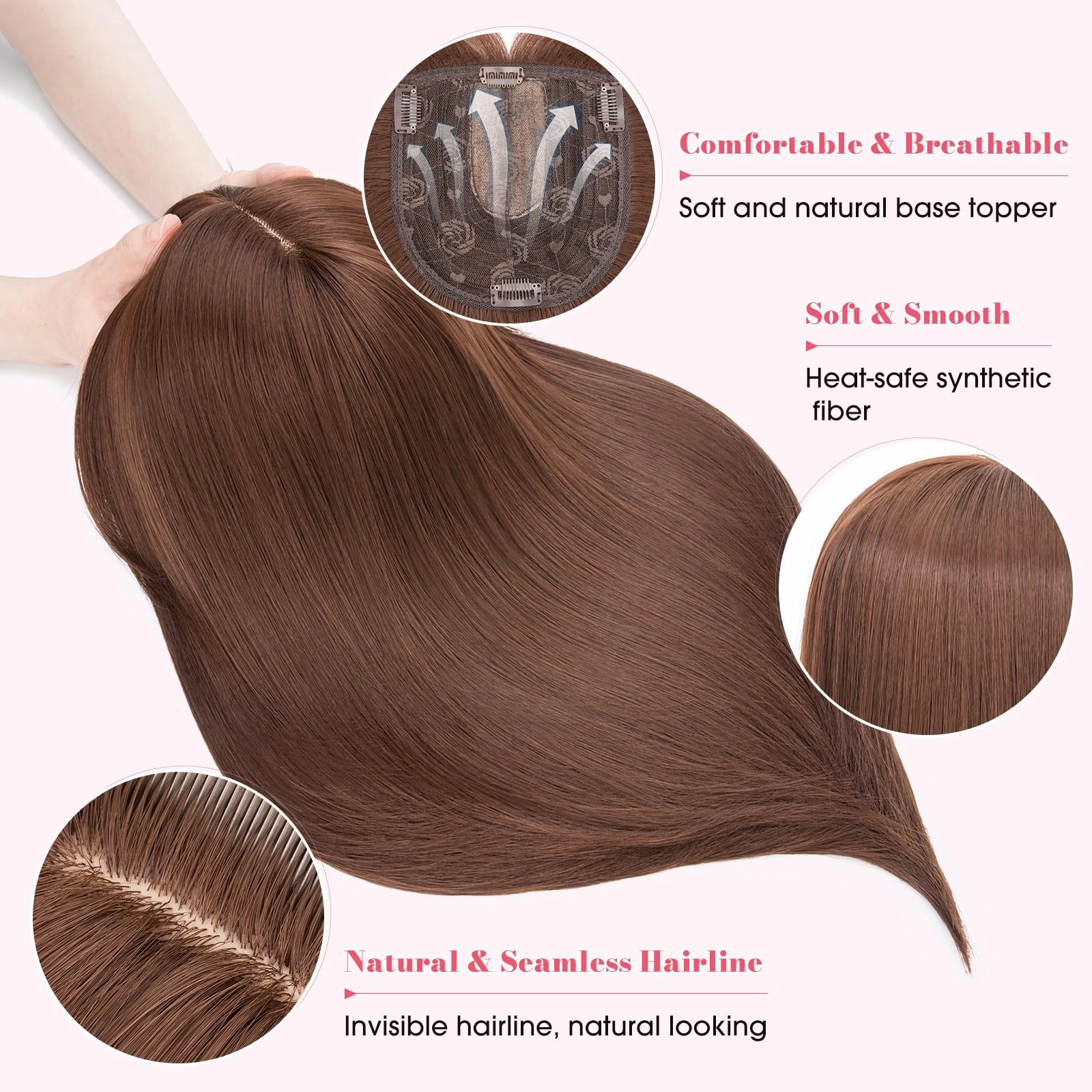 Realistic Synthetic Hair Topper Clip in -14 inches