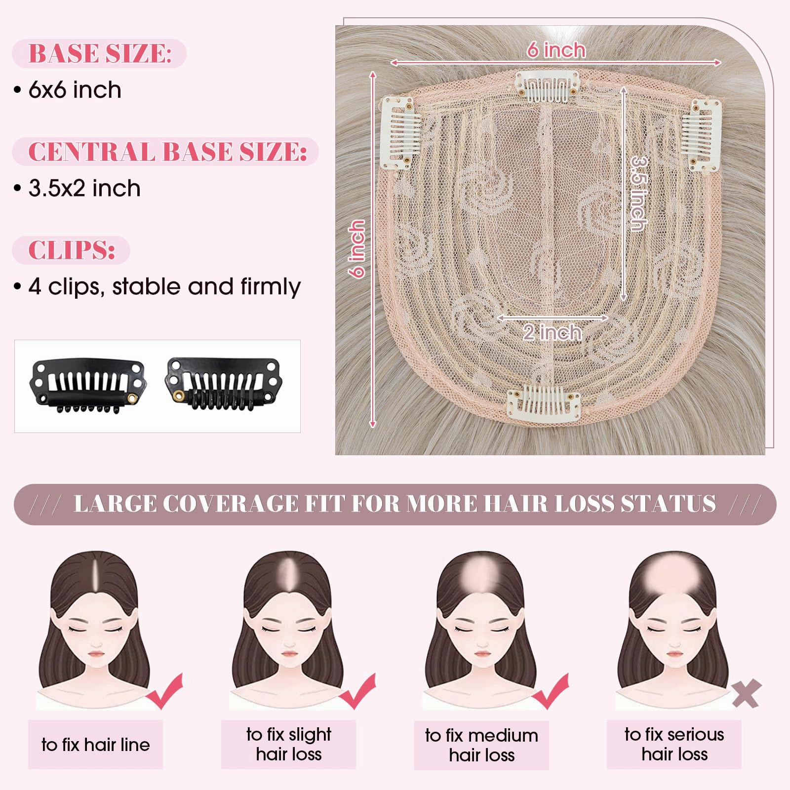 Realistic Synthetic Hair Topper Clip in -14 inches