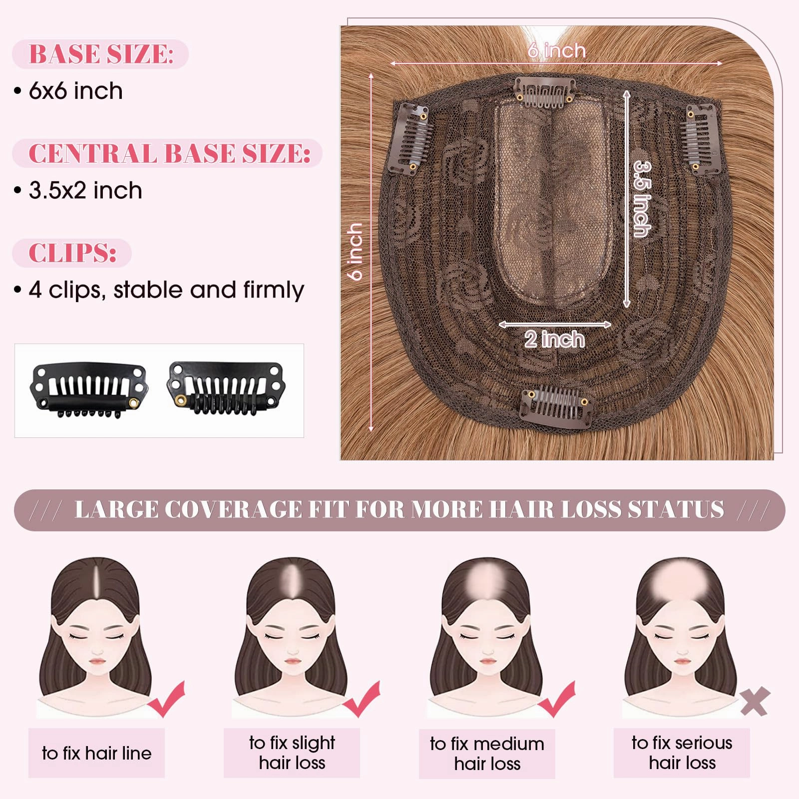 Realistic Synthetic Hair Topper Clip in -14 inches