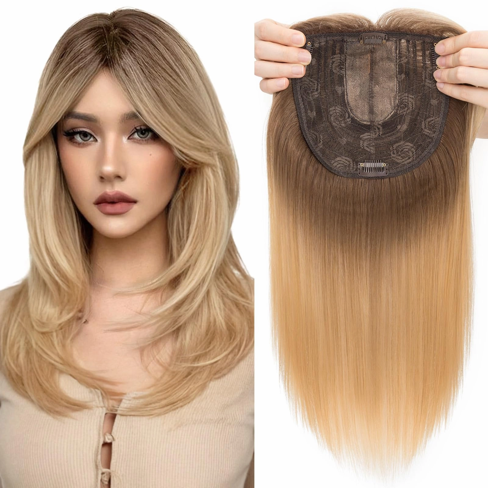 Realistic Synthetic Hair Topper Clip in -14 inches