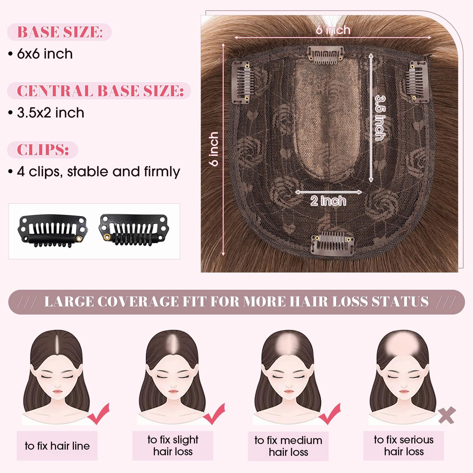 Realistic Synthetic Hair Topper Clip in -14 inches