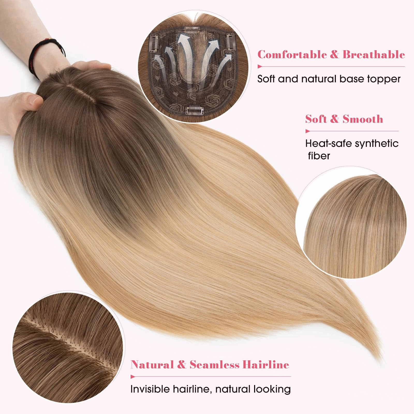 Realistic Synthetic Hair Topper Clip in -14 inches