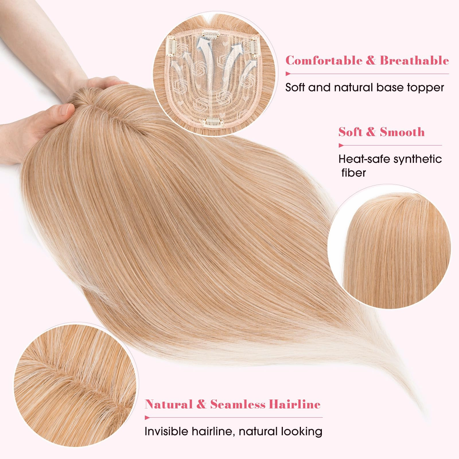 Realistic Synthetic Hair Topper Clip in -14 inches