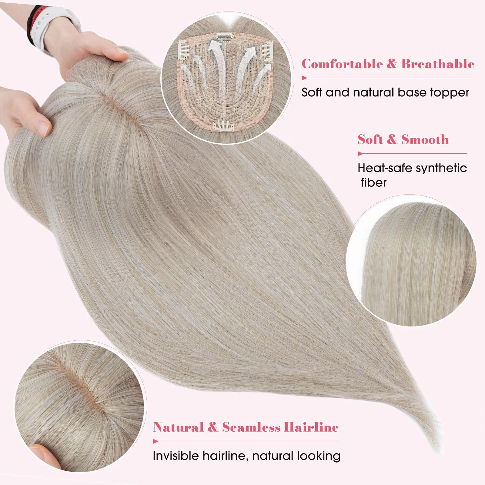 Realistic Synthetic Hair Topper Clip in -14 inches