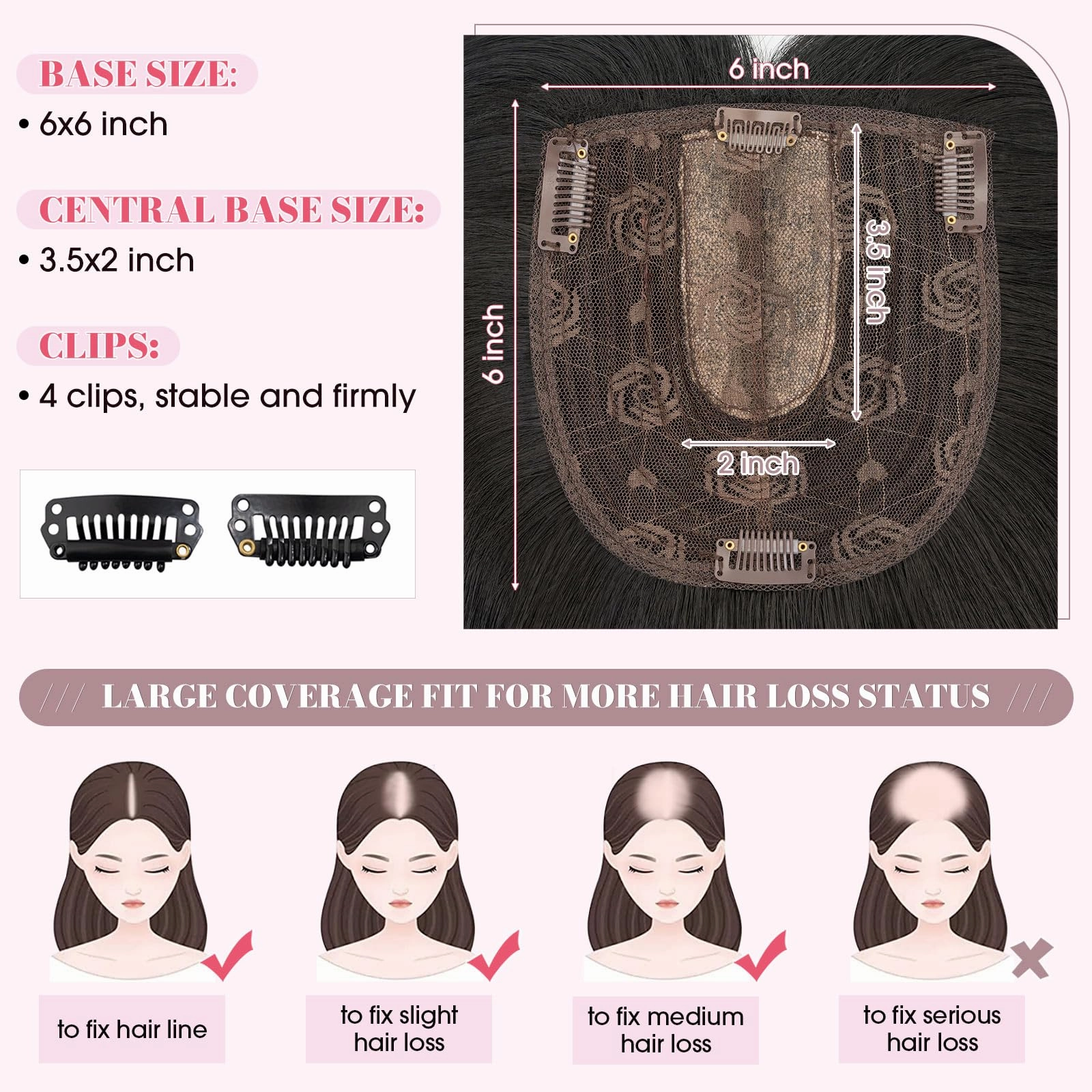 Realistic Synthetic Hair Topper Clip in -14 inches