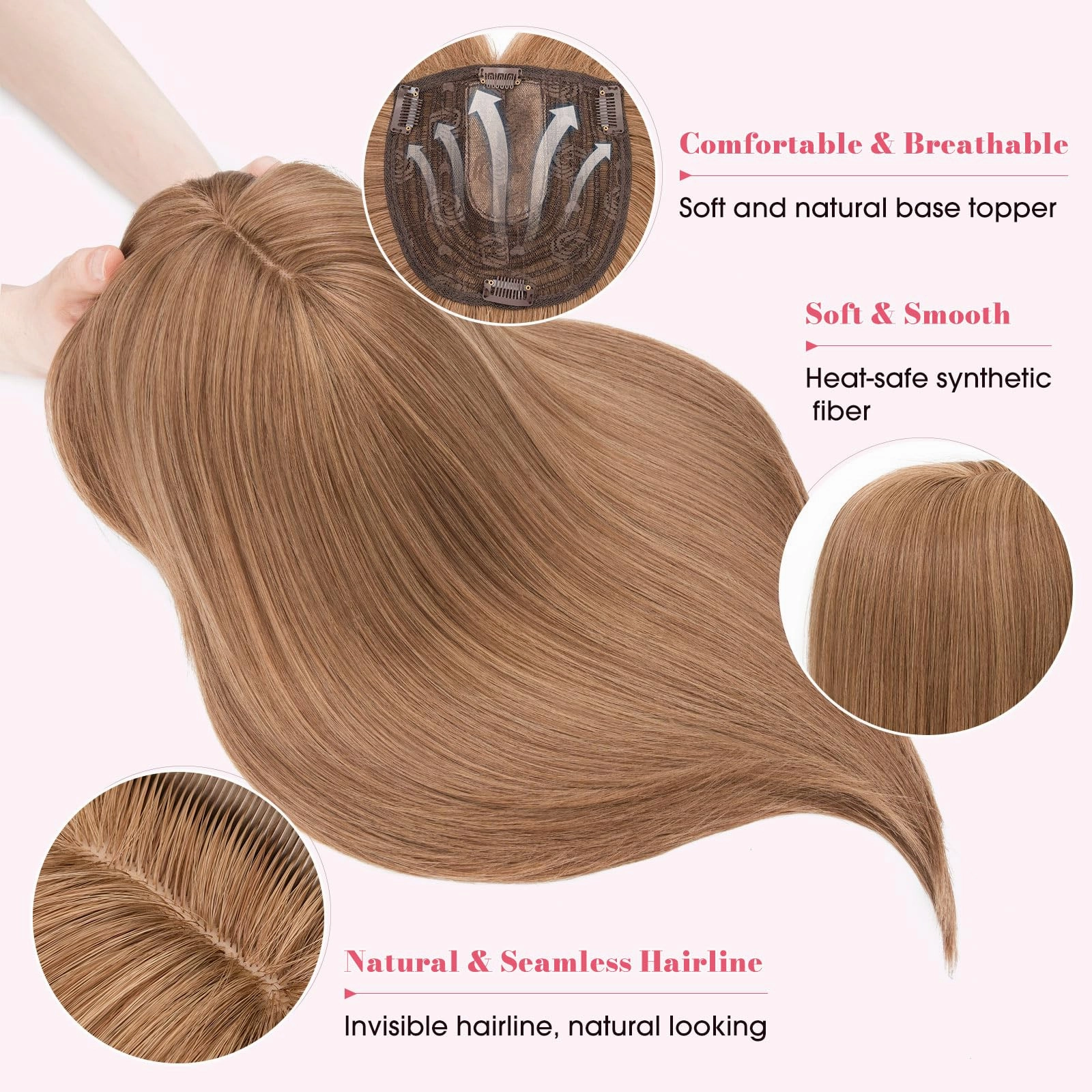 Realistic Synthetic Hair Topper Clip in -14 inches