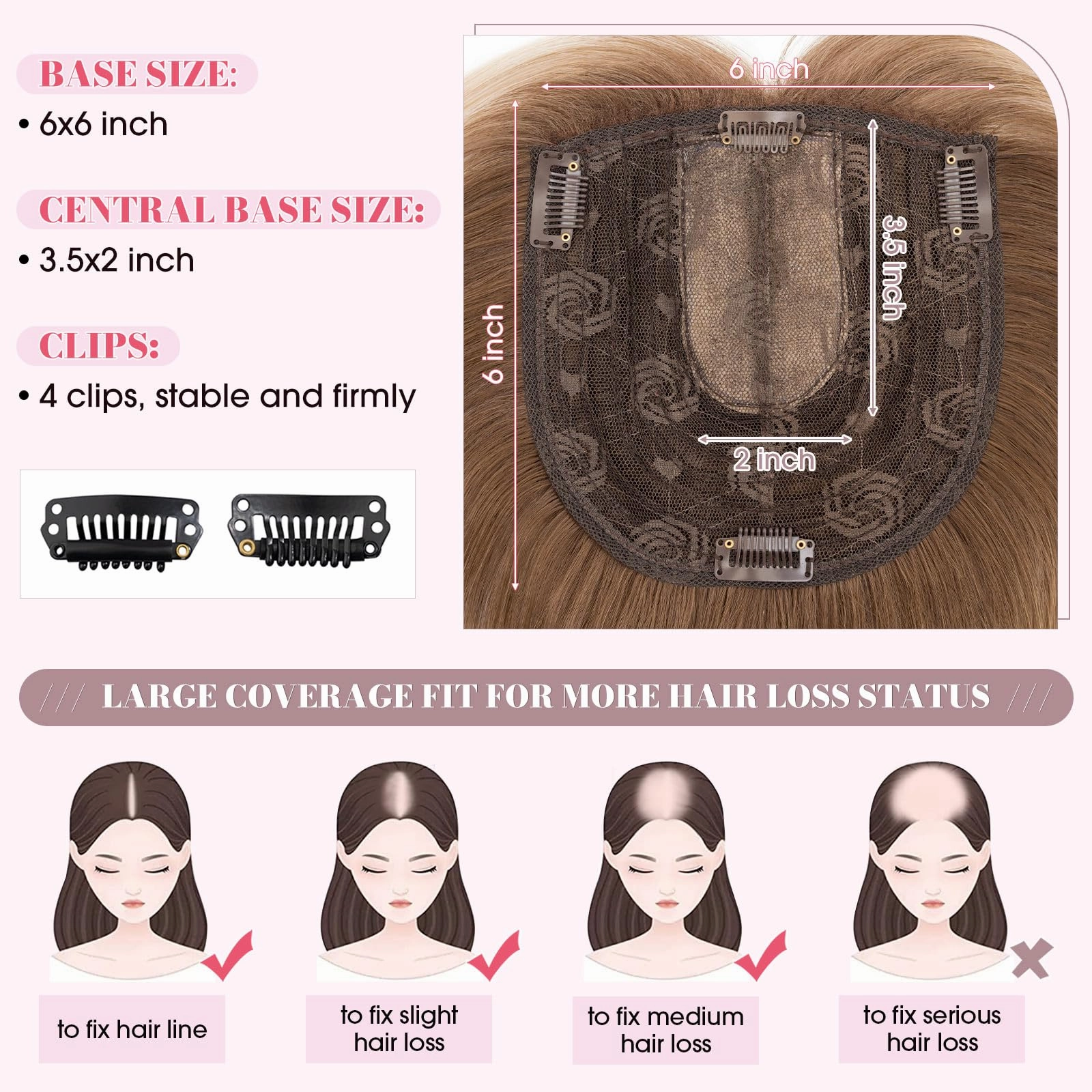 Realistic Synthetic Hair Topper Clip in -14 inches