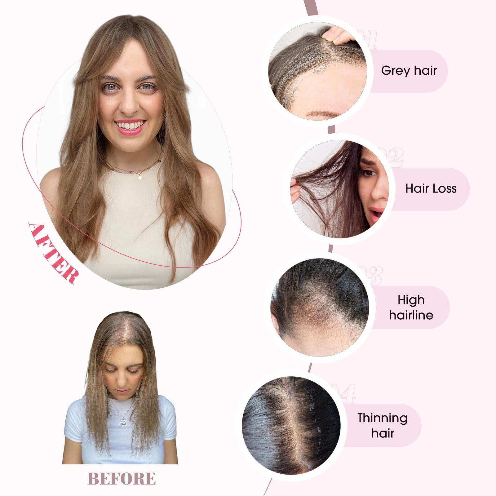 Realistic Synthetic Hair Topper Clip in -14 inches