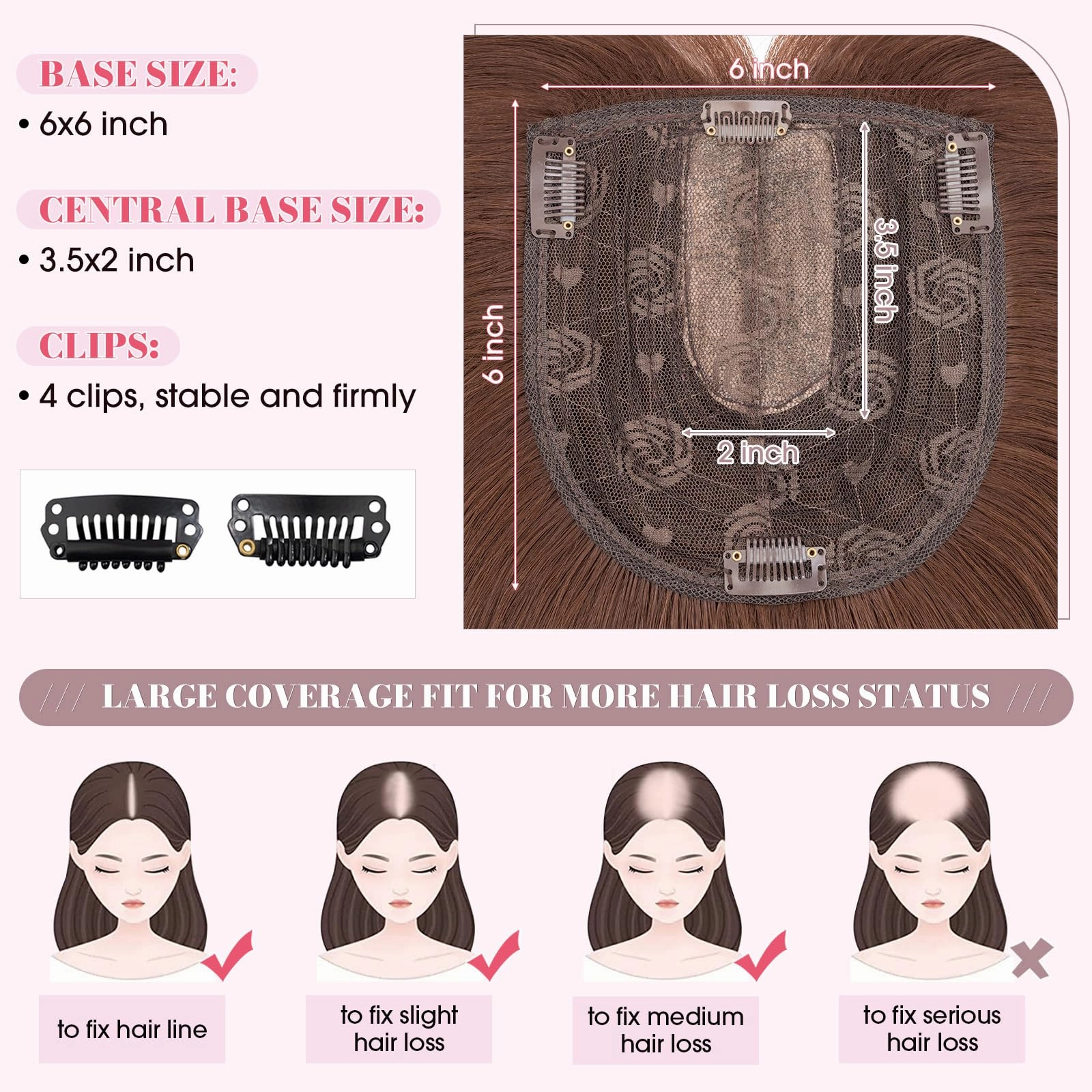 Realistic Synthetic Hair Topper Clip in -14 inches