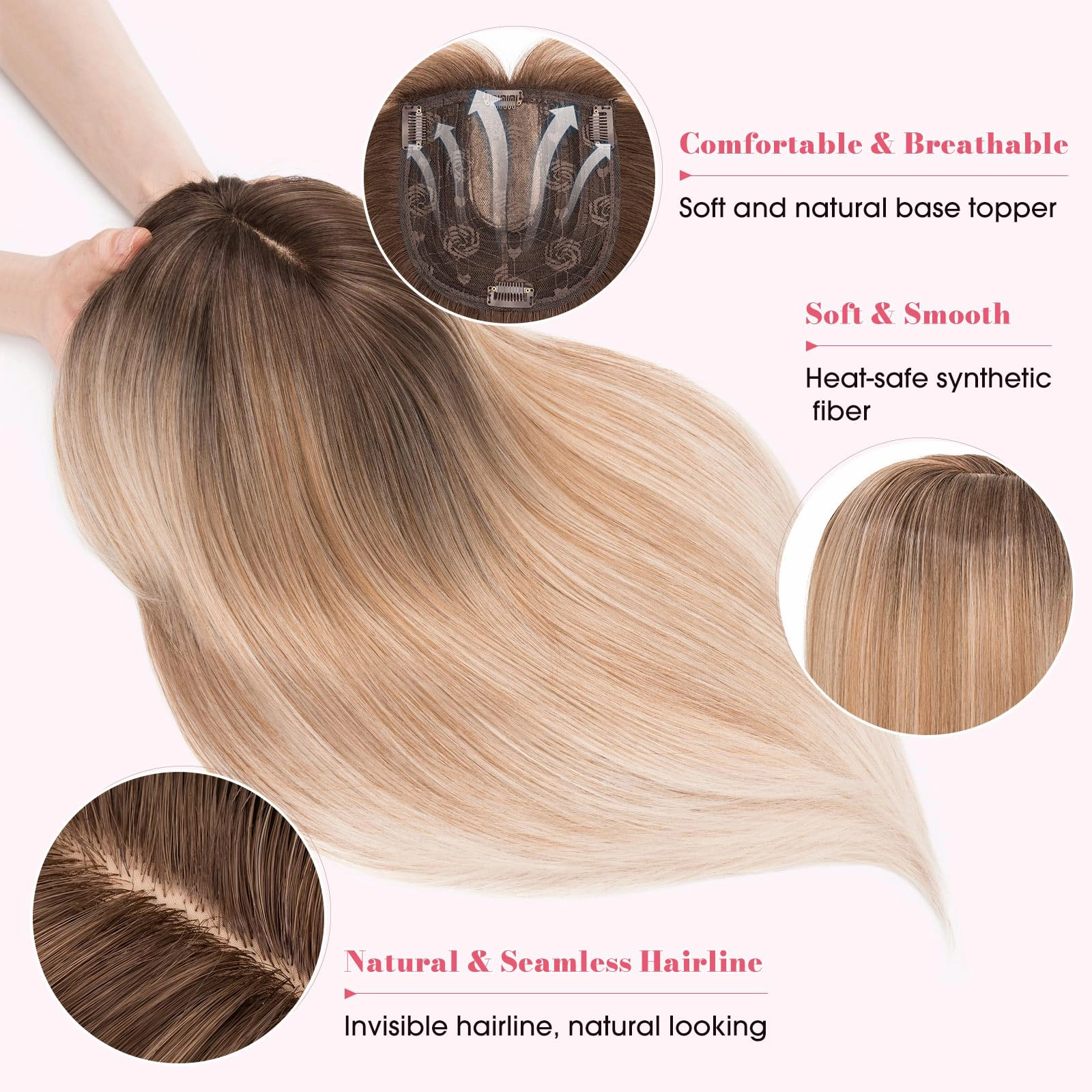 Realistic Synthetic Hair Topper Clip in -14 inches