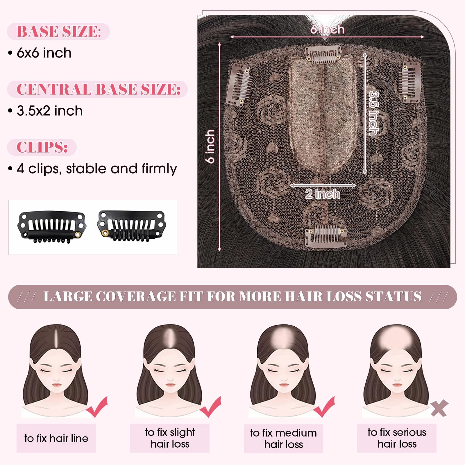 Realistic Synthetic Hair Topper Clip in -14 inches