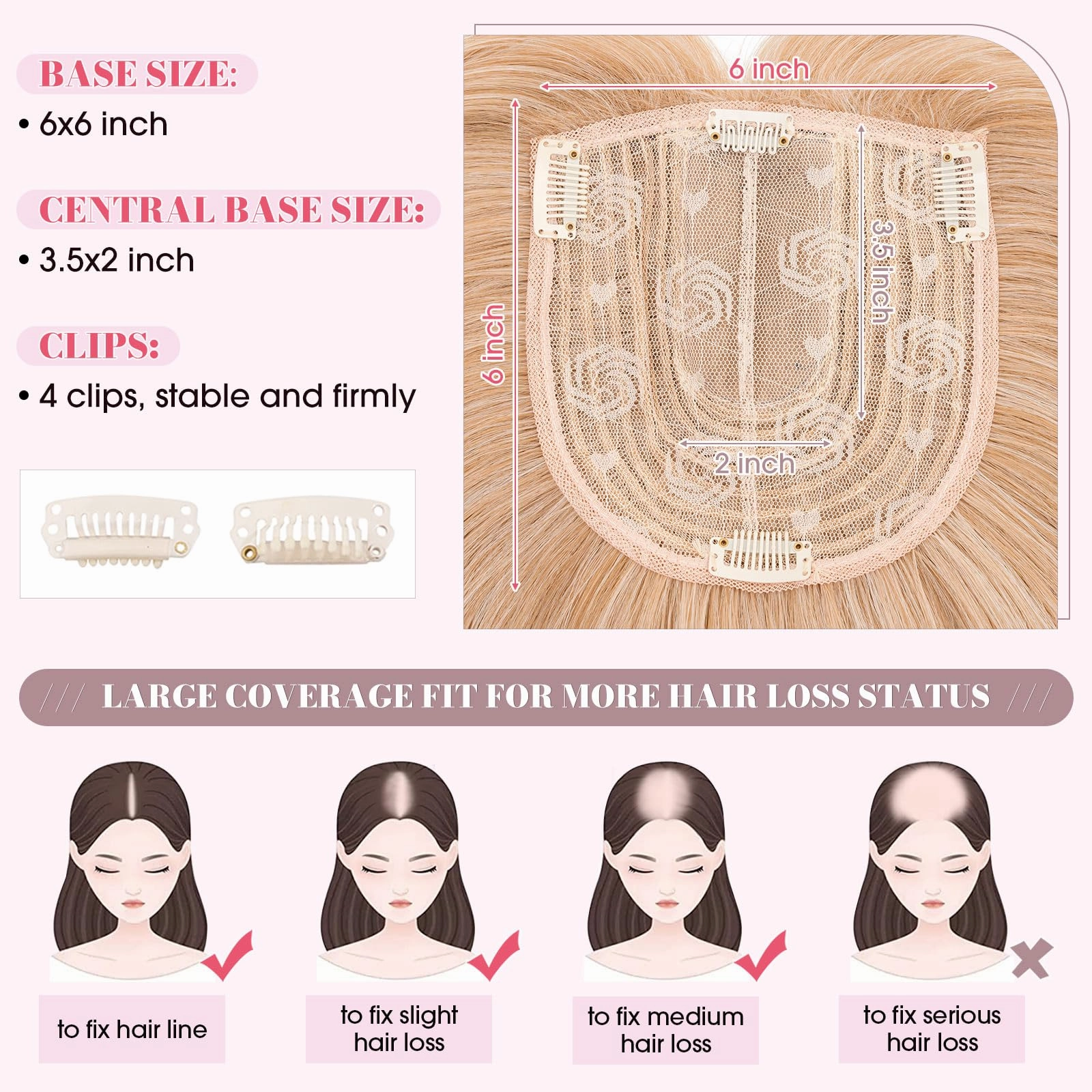Realistic Synthetic Hair Topper Clip in -14 inches