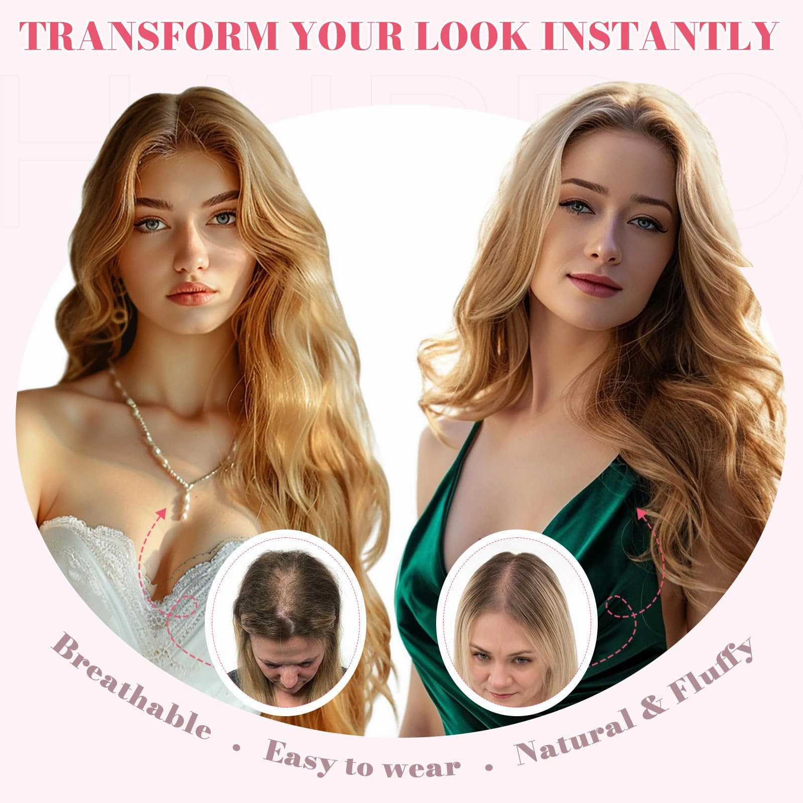 Realistic Synthetic Hair Topper Clip in -14 inches