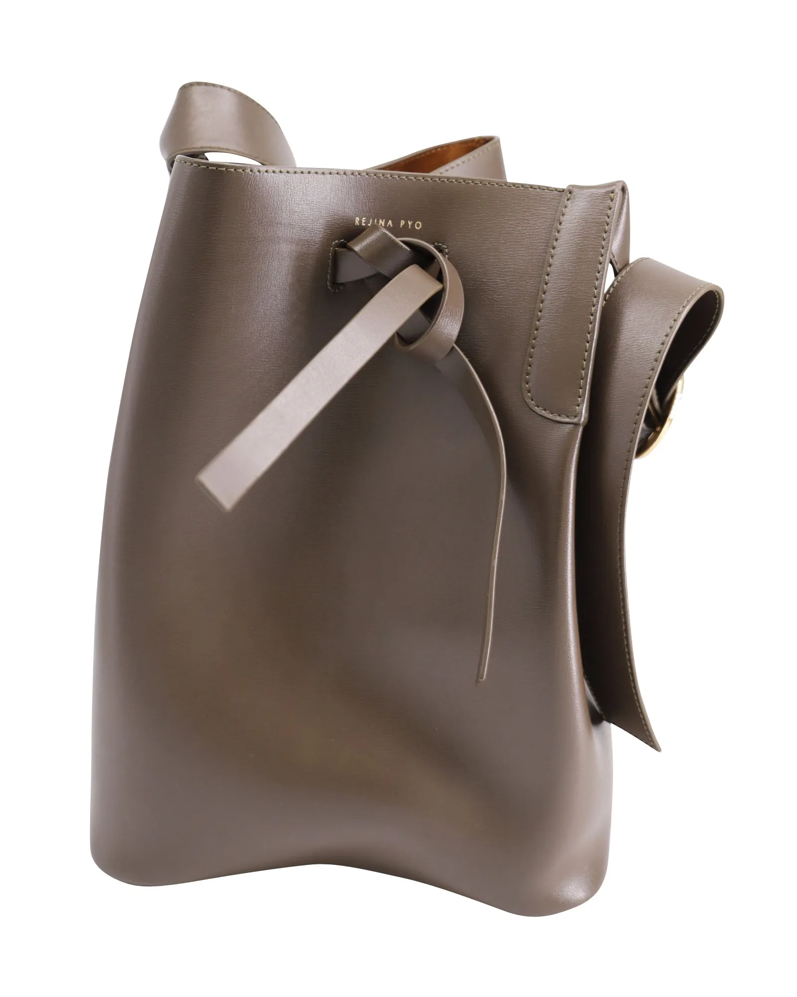 Rejina Pyo Midi Marlene Bucket Bag In Brown Leather