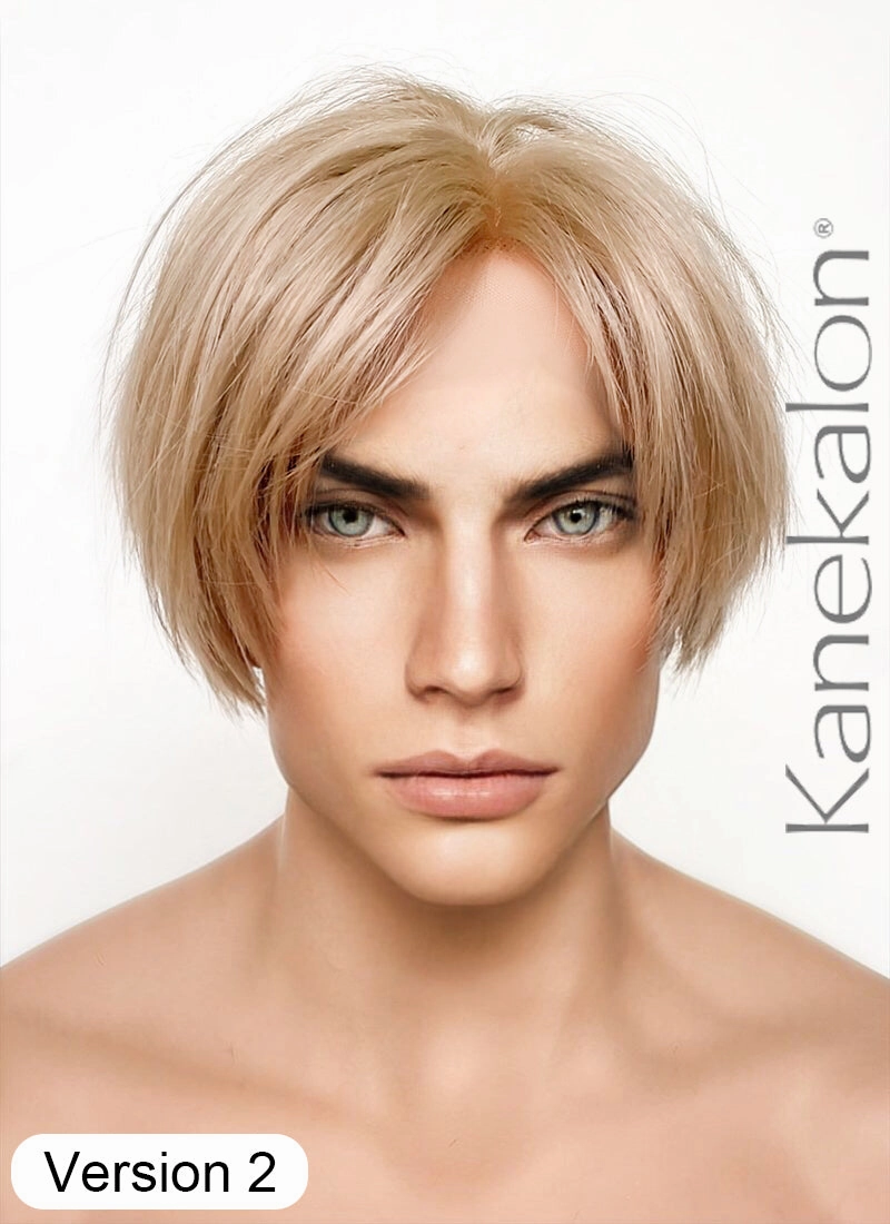 Resident Evil 4 Leon S. Kennedy Brunette Blonde Straight Lace Front Kanekalon Synthetic Men's Wig LF6009