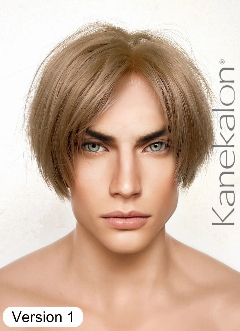 Resident Evil 4 Leon S. Kennedy Brunette Blonde Straight Lace Front Kanekalon Synthetic Men's Wig LF6009