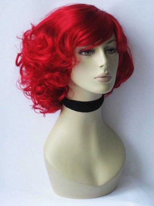 Rihanna style red wig, short with curls: Rihanna