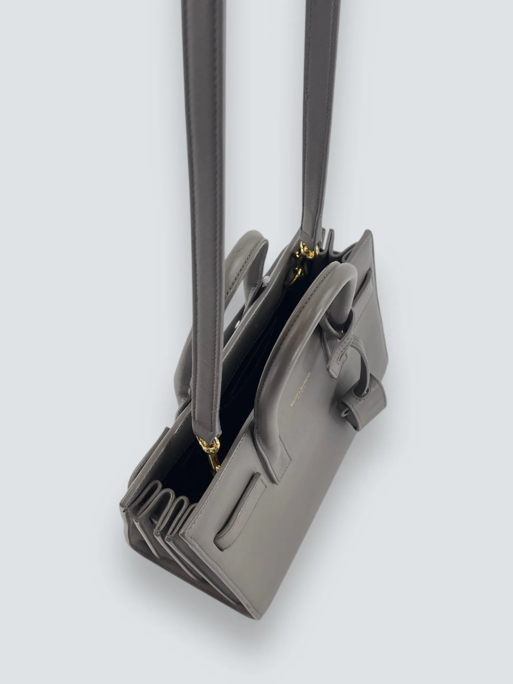 Saint Laurent Grey Leather Nano Sac de Jour Tote