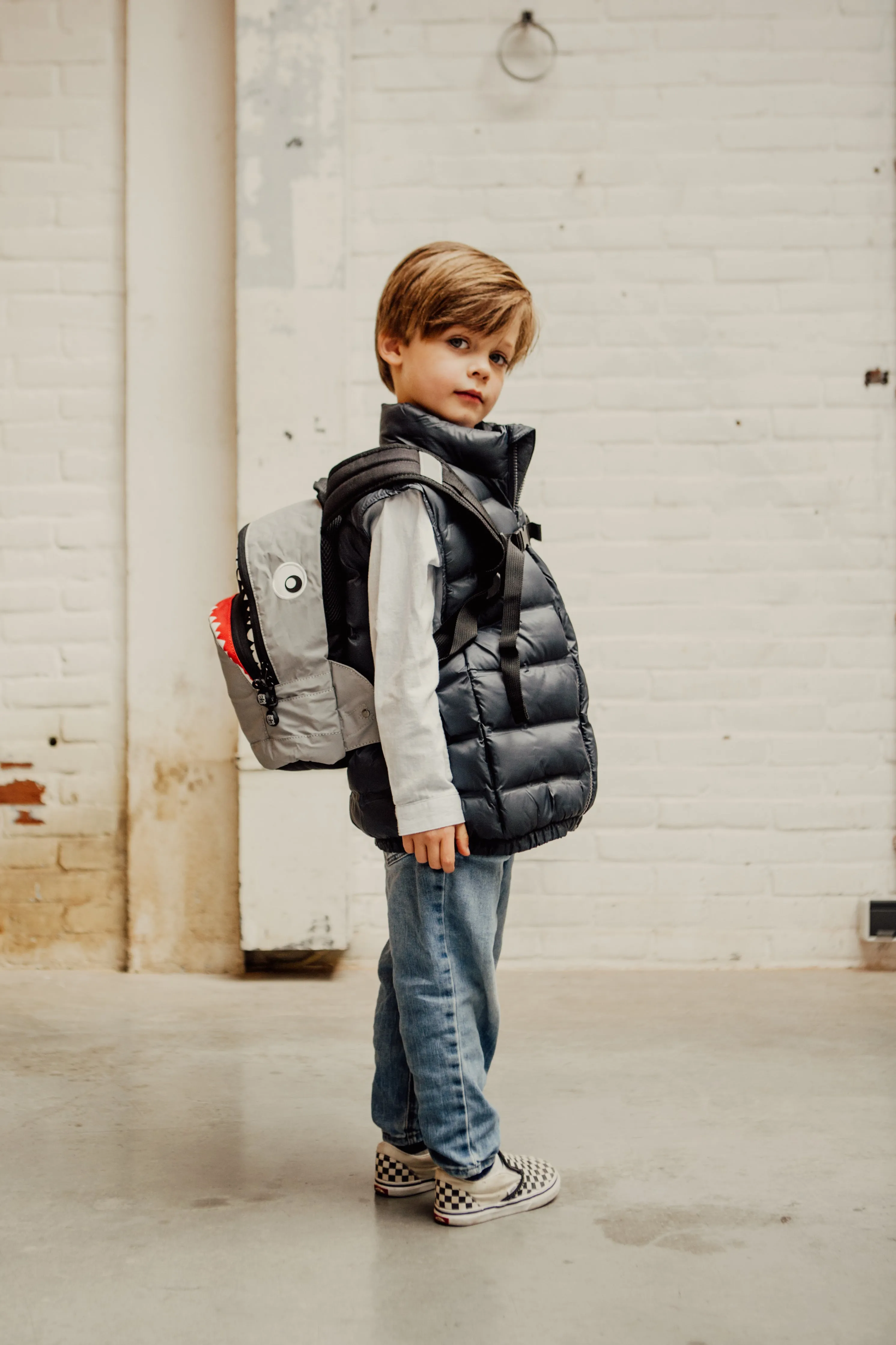 Shark Shape Backpack S Visible grey (reflective)
