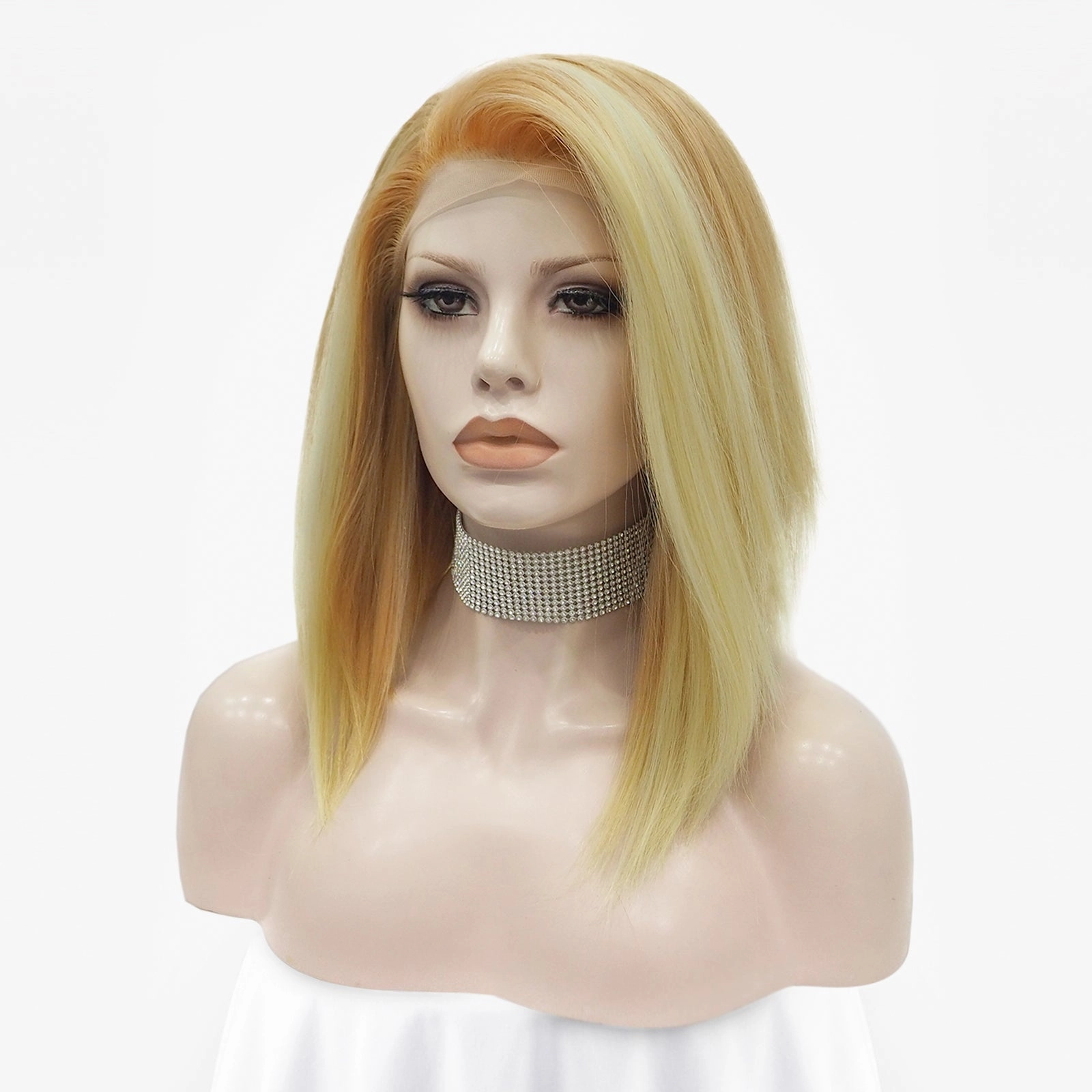 Star Light - Blonde Highlighted Short Bob Synthetic Lace Front Wig