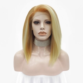Star Light - Blonde Highlighted Short Bob Synthetic Lace Front Wig