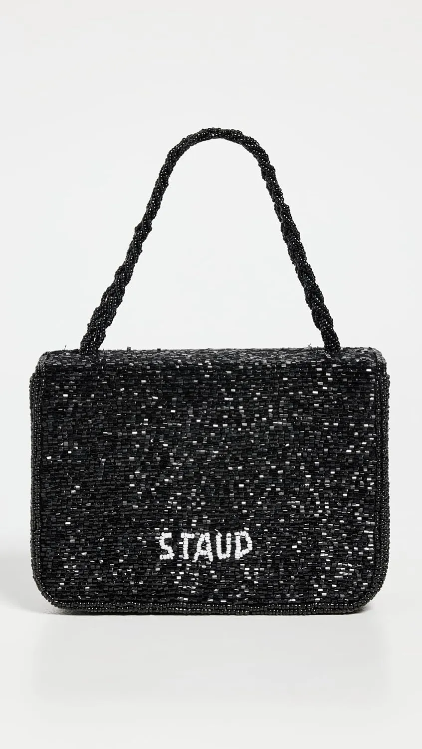 STAUD Women's Carmen Beaded Box Bag, Black