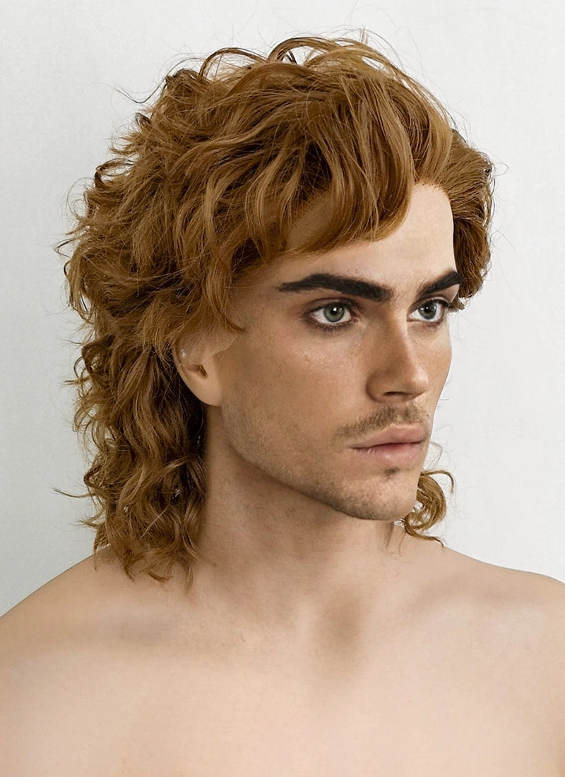 Stranger Things Billy Hargrove Brown Curly Lace Front Synthetic Men's Wig LF1311A