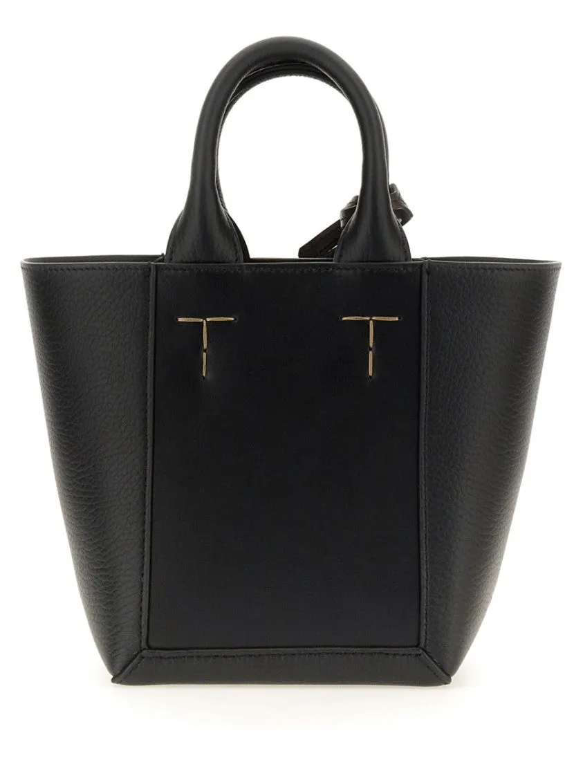 Structured Black Calfskin Shopping Bag