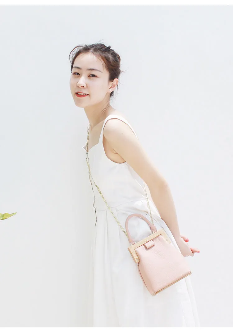 Stylish LEATHER WOMENs Frame Handbag Purse Chain SHOULDER Purse for Women