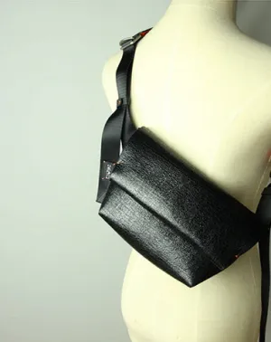 Stylish Womens Bright Black Leather Sling Bag Crossbody Shoulder Bag Purse Sling Pack for Ladies