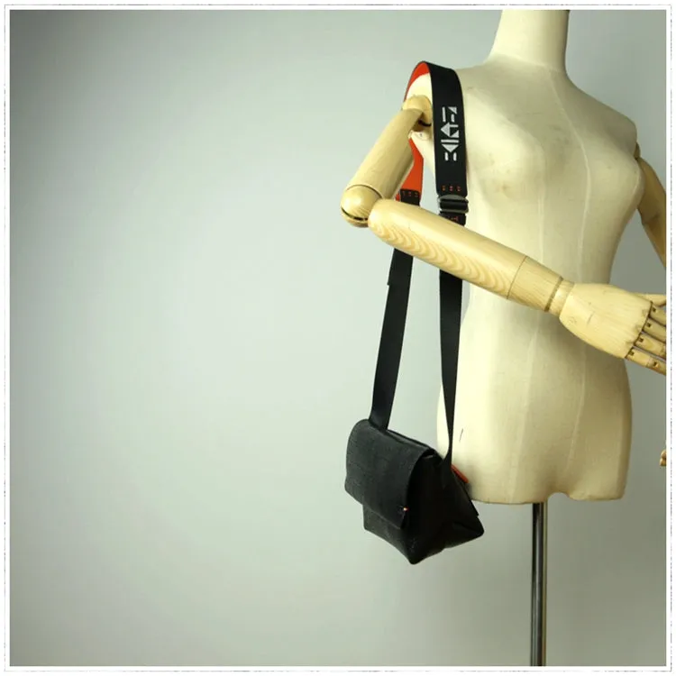 Stylish Womens Bright Black Leather Sling Bag Crossbody Shoulder Bag Purse Sling Pack for Ladies