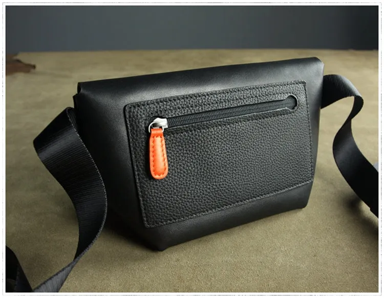 Stylish Womens Bright Black Leather Sling Bag Crossbody Shoulder Bag Purse Sling Pack for Ladies