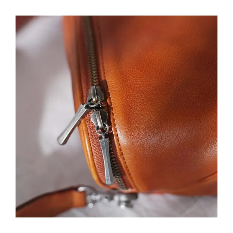 Stylish Womens Small Brown Leather Satchel Crossbody Bag Zipper Square Shoulder Bag