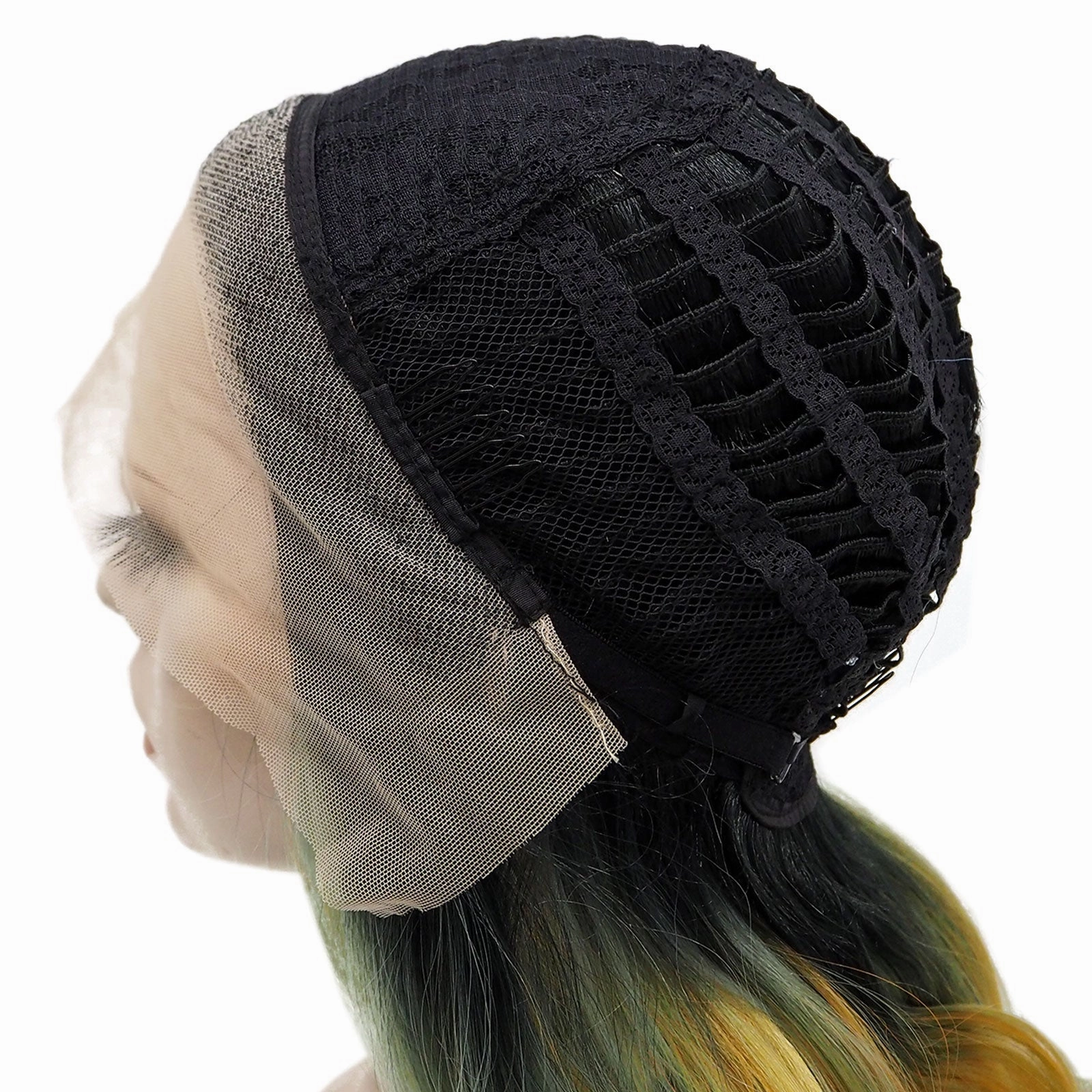 Sunflower - Light Yellow And Green Ombre With Dark Root Synthetic Lace Front Wig