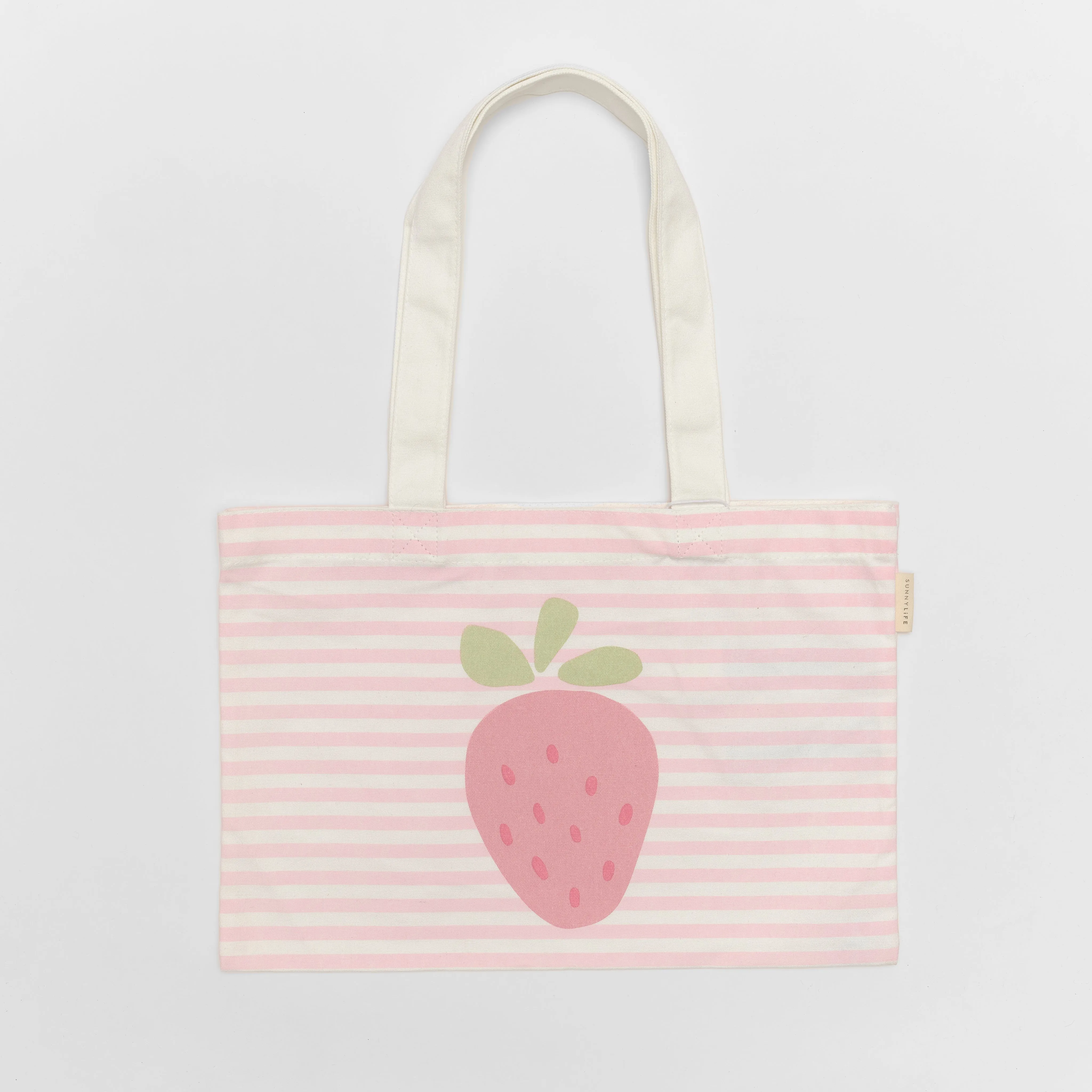 SUNNYLiFE Kids Canvas Beach Bag Strawberry Sunshine Pink Stripe