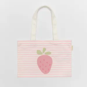 SUNNYLiFE Kids Canvas Beach Bag Strawberry Sunshine Pink Stripe