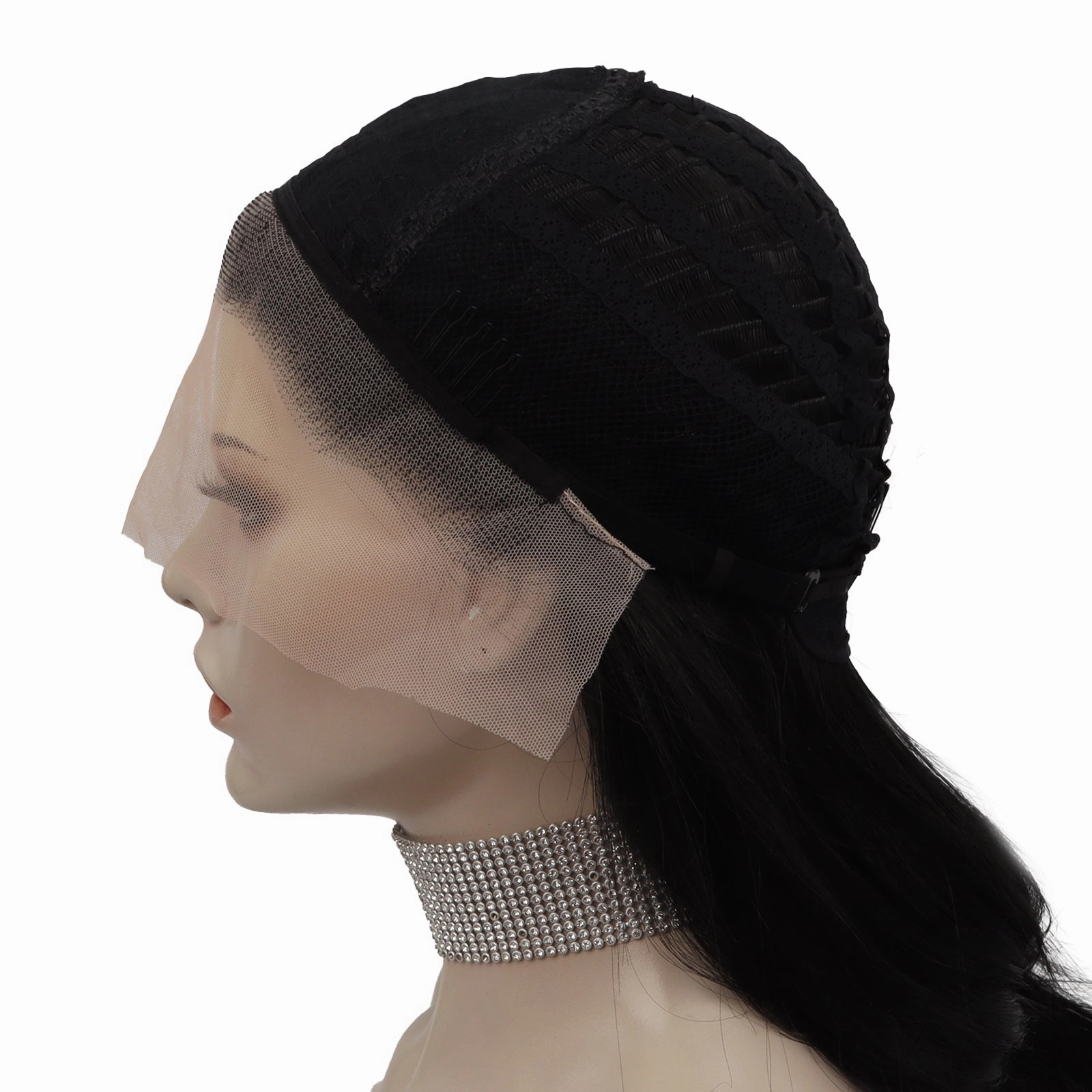 Super Long Black Silky Straight Synthetic Lace Front Wig