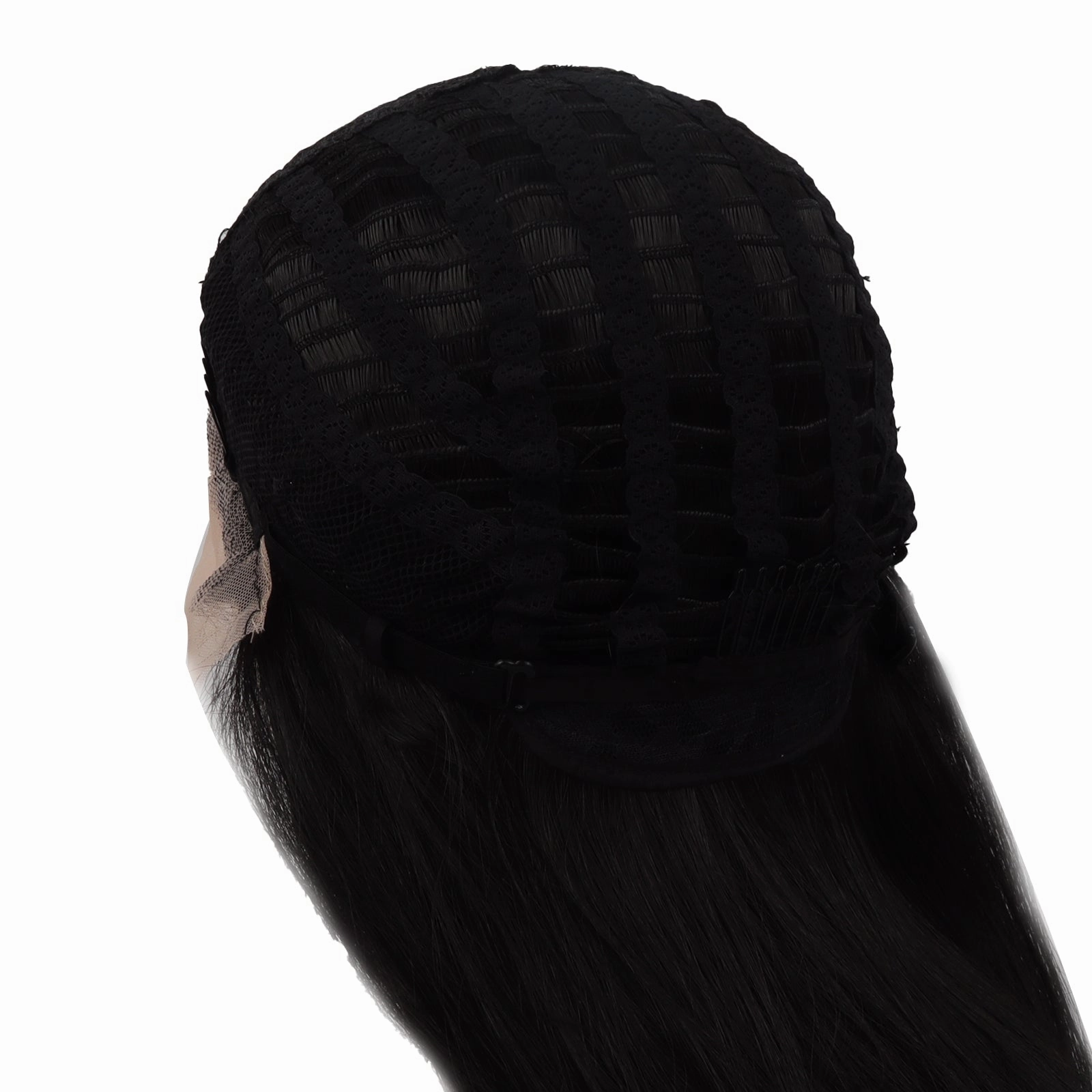 Super Long Black Silky Straight Synthetic Lace Front Wig