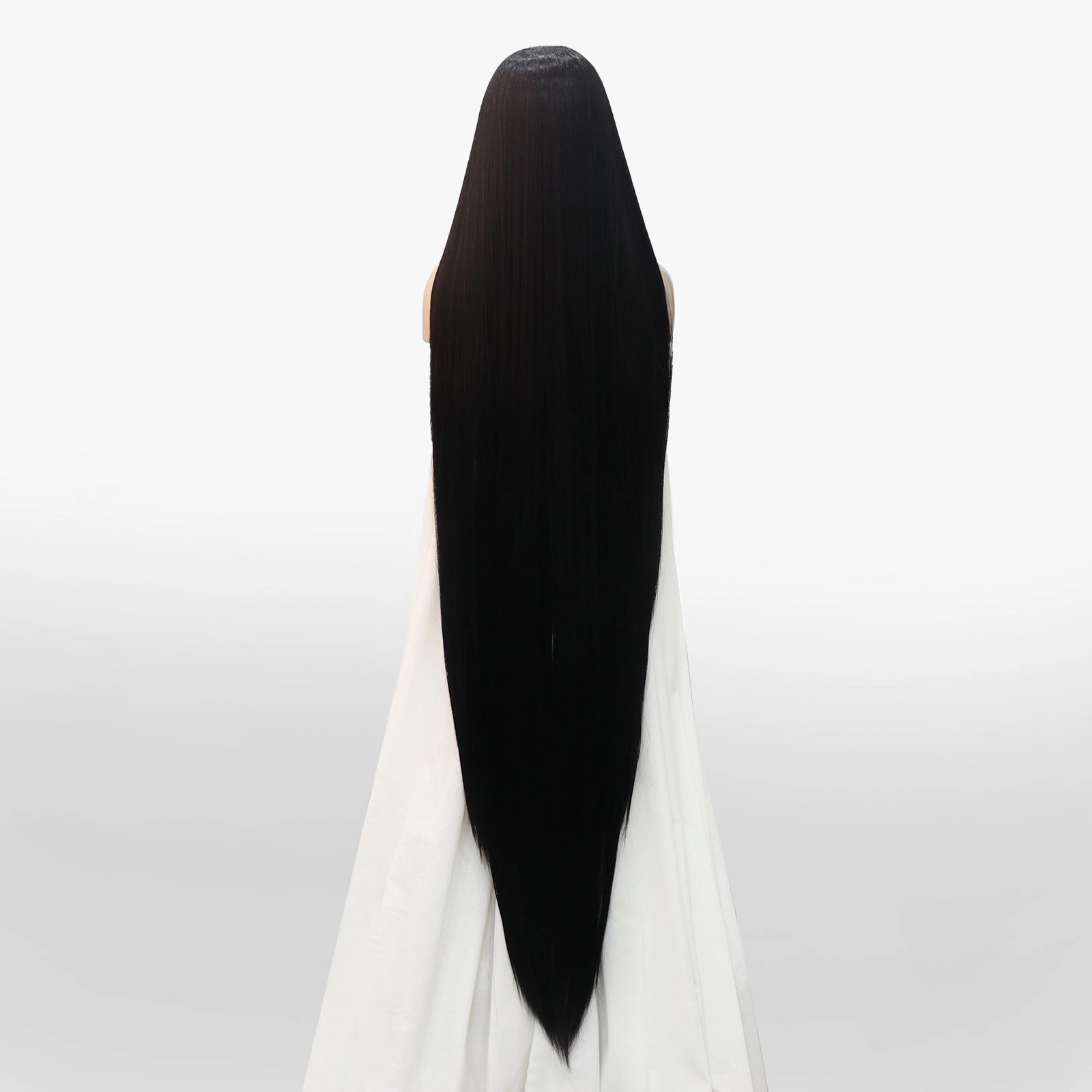 Super Long Black Silky Straight Synthetic Lace Front Wig