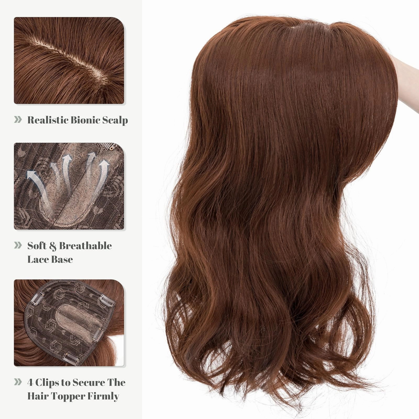 Synthetic Hair Topper 18 Inch with Bangs
