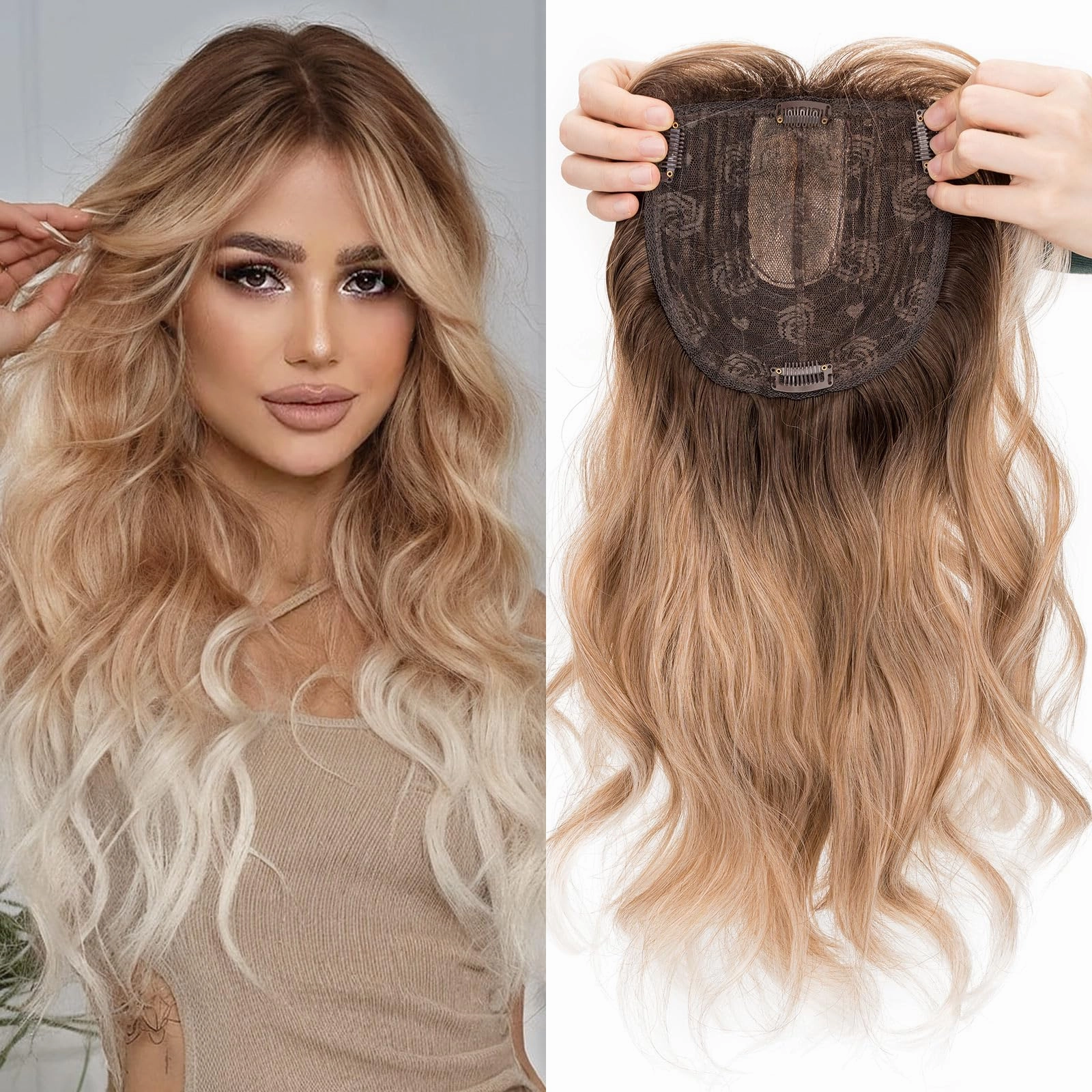 Synthetic Hair Topper 18 Inch with Bangs