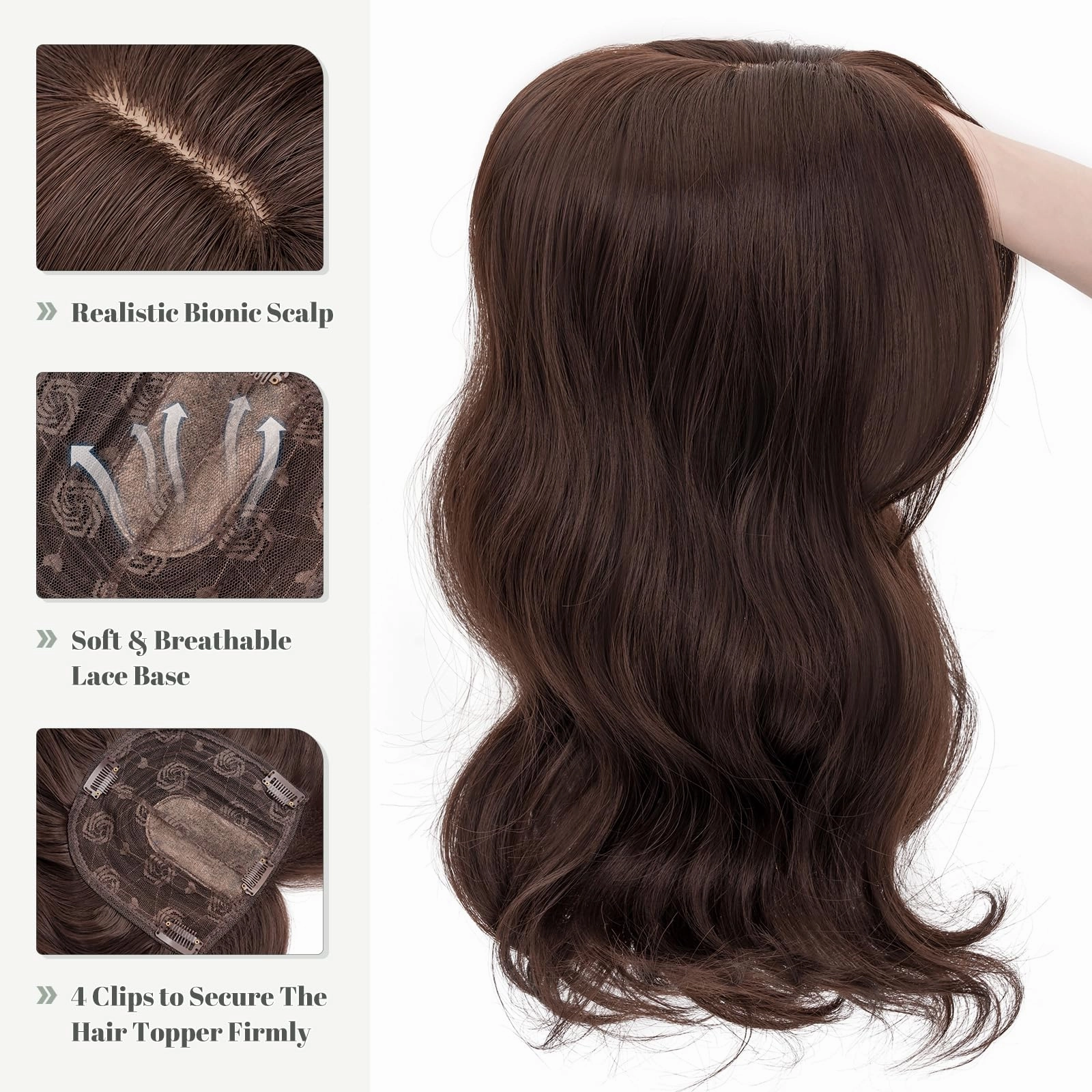 Synthetic Hair Topper 18 Inch with Bangs