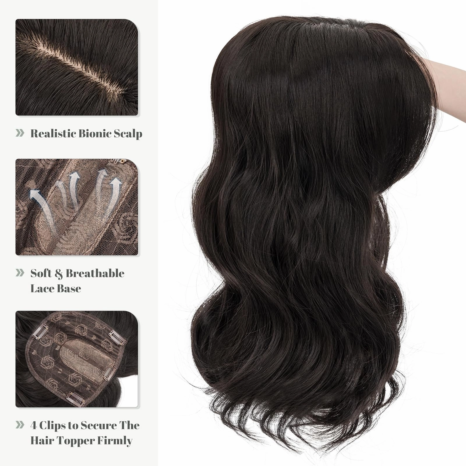 Synthetic Hair Topper 18 Inch with Bangs