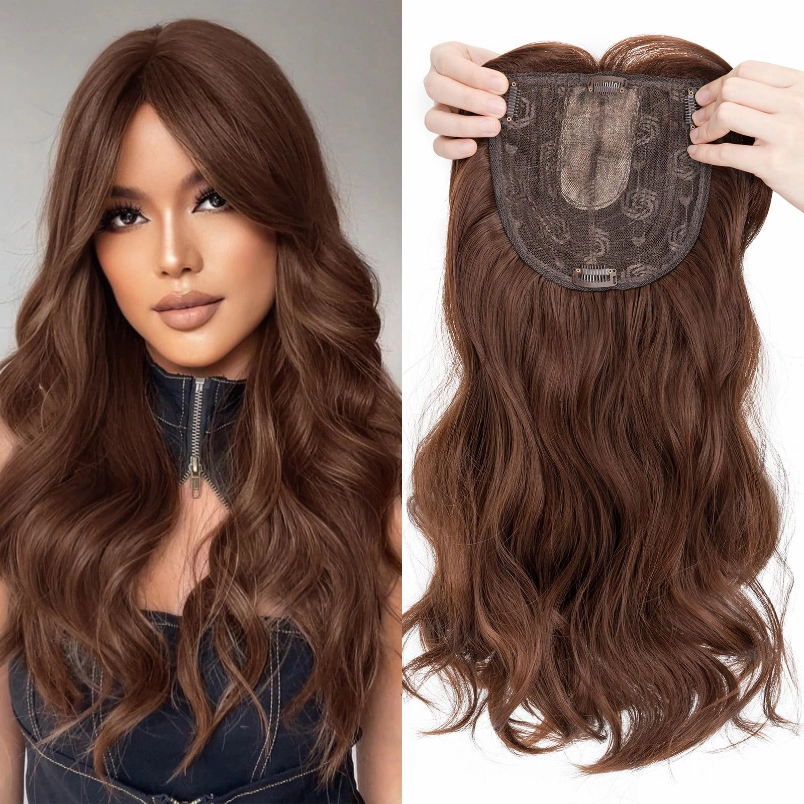 Synthetic Hair Topper 18 Inch with Bangs