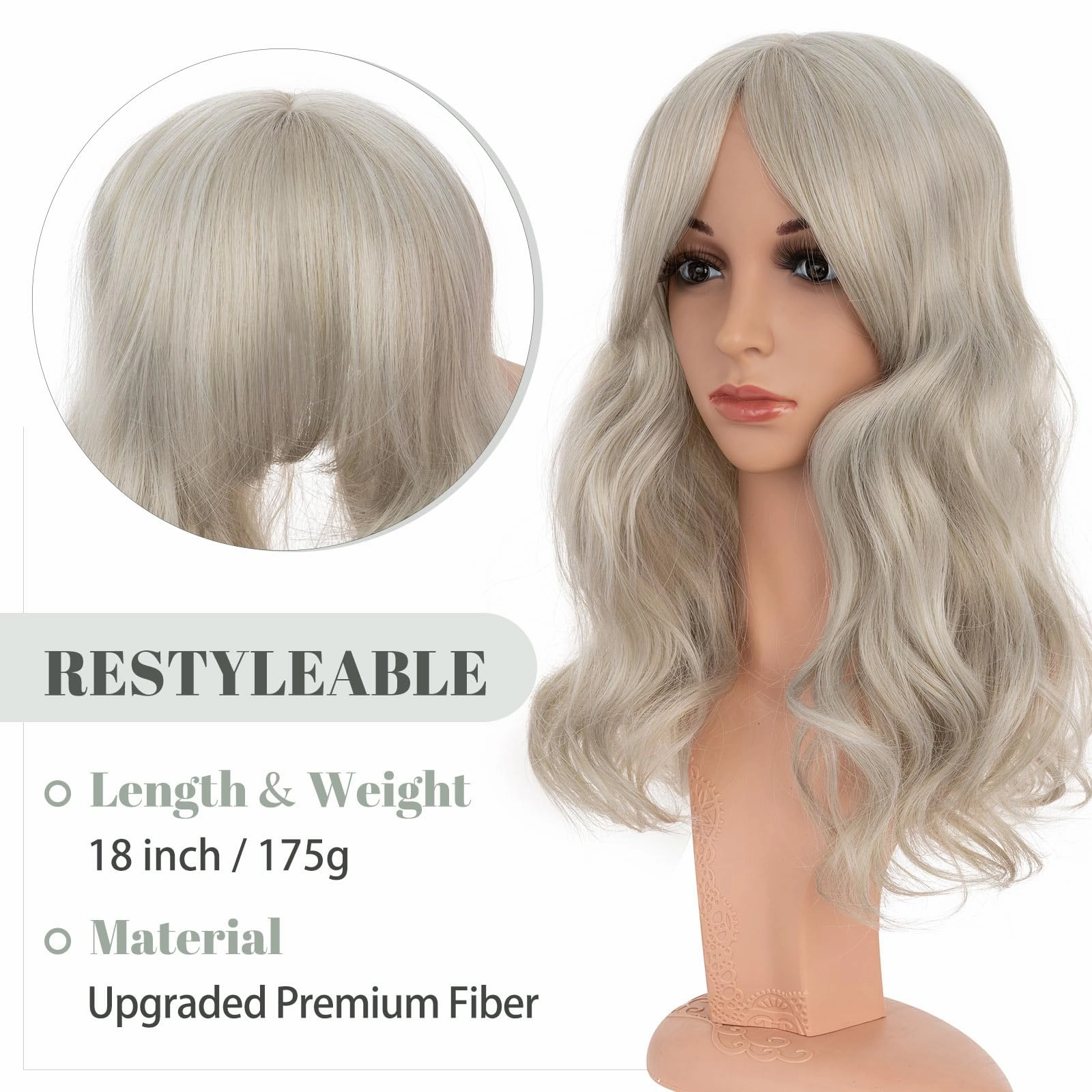 Synthetic Hair Topper 18 Inch with Bangs