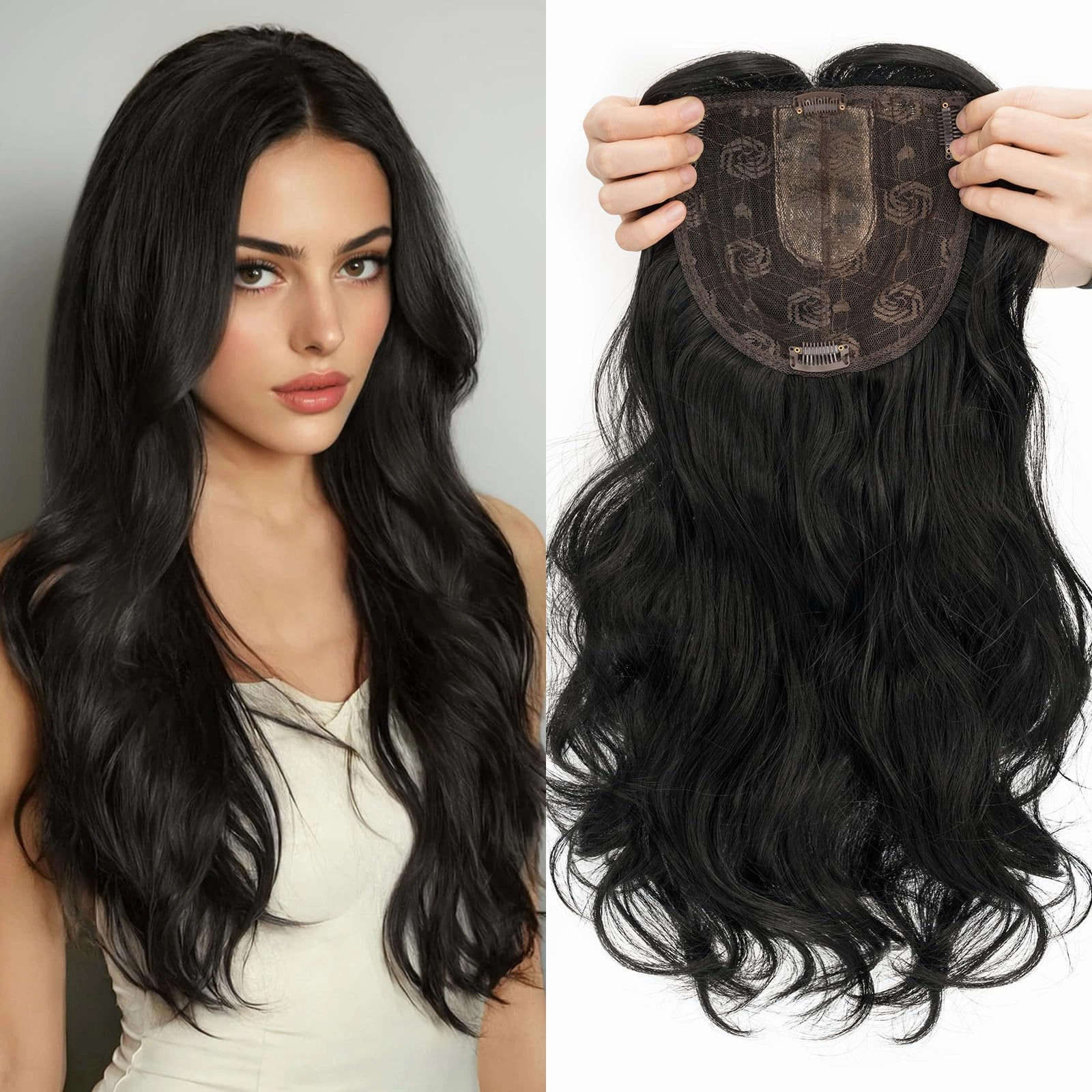 Synthetic Hair Topper 18 Inch with Bangs